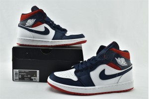 Air Jordan 1 Mid SE USA White Navy Blue University Red 852542 104 Womens And Mens Shoes  